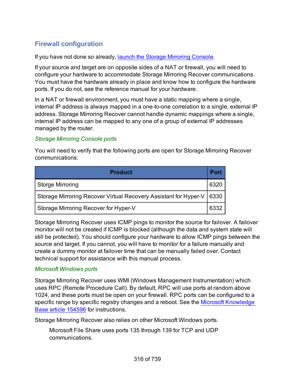 Firewall configuration | HP Storage Mirroring Software User Manual | Page 318 / 741