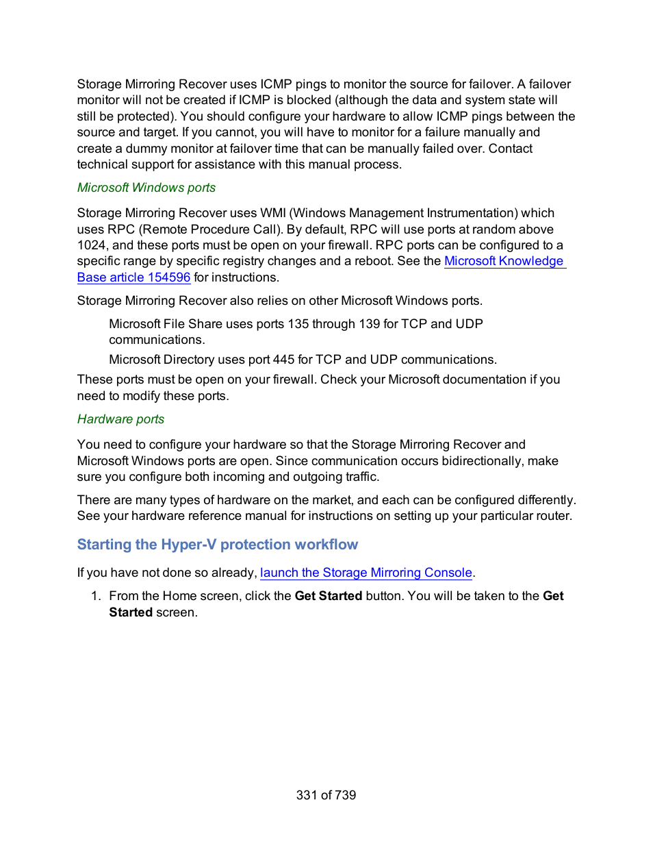 Starting the hyper-v protection workflow, Protect a hyper-v virtual machine using host-level, Protection | HP Storage Mirroring Software User Manual | Page 333 / 741