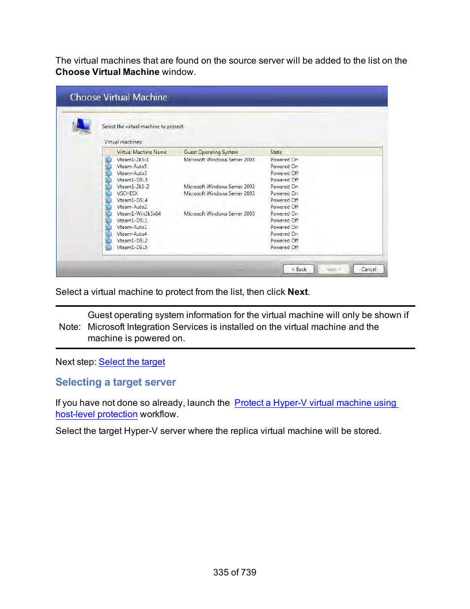 Selecting a target server | HP Storage Mirroring Software User Manual | Page 337 / 741