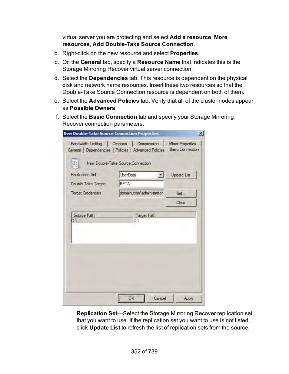 HP Storage Mirroring Software User Manual | Page 354 / 741