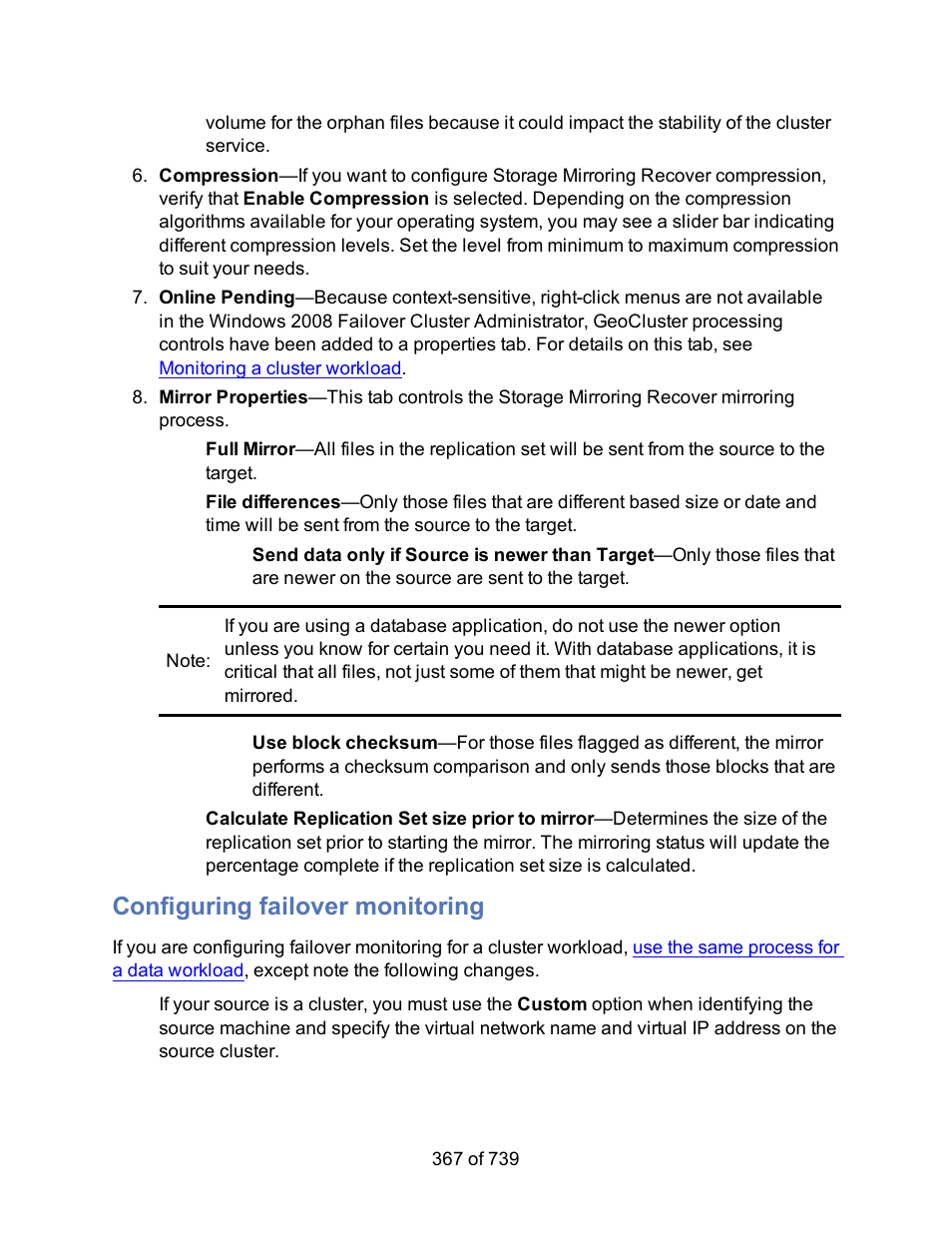 Configuring failover monitoring | HP Storage Mirroring Software User Manual | Page 369 / 741