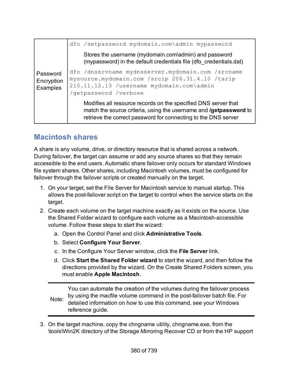 Macintosh shares | HP Storage Mirroring Software User Manual | Page 382 / 741