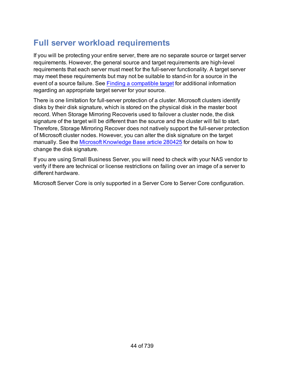 Full server workload requirements, Full-server workload protection requirements | HP Storage Mirroring Software User Manual | Page 46 / 741