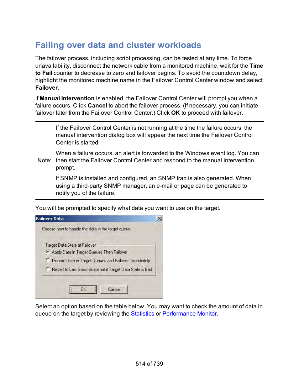 Failing over data and cluster workloads | HP Storage Mirroring Software User Manual | Page 516 / 741