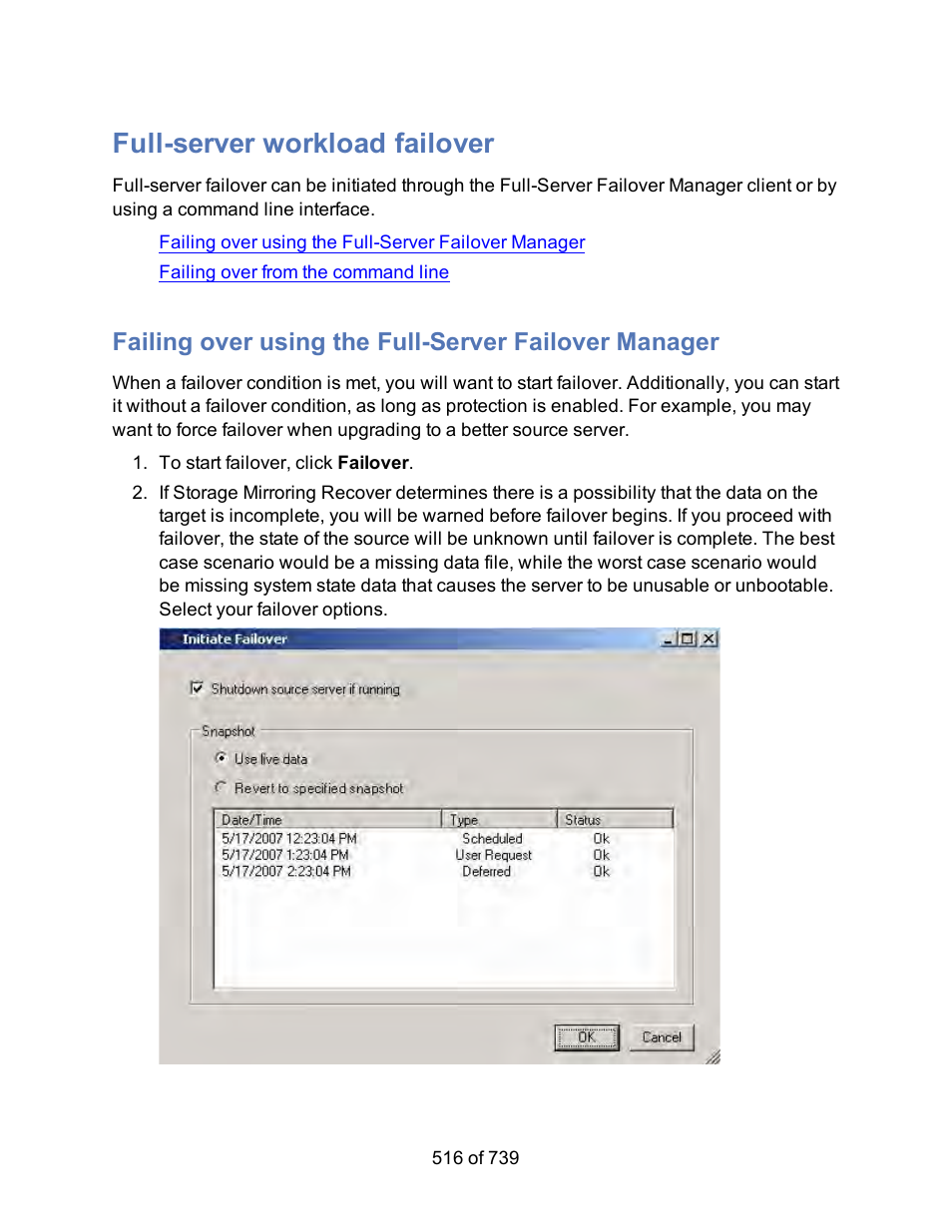 Full-server workload failover | HP Storage Mirroring Software User Manual | Page 518 / 741
