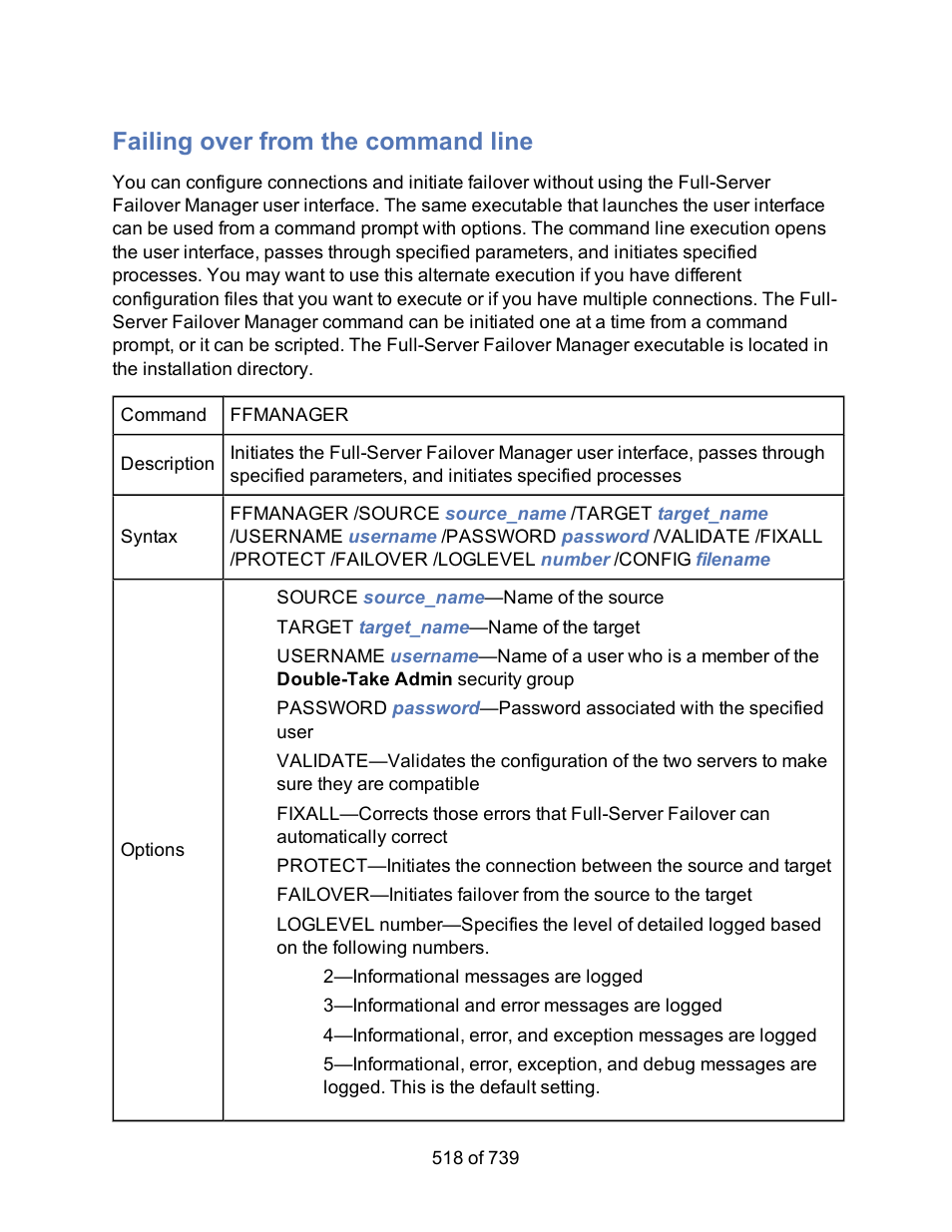 Failing over from the command line | HP Storage Mirroring Software User Manual | Page 520 / 741