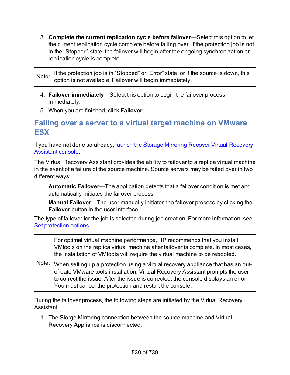 Failover | HP Storage Mirroring Software User Manual | Page 532 / 741