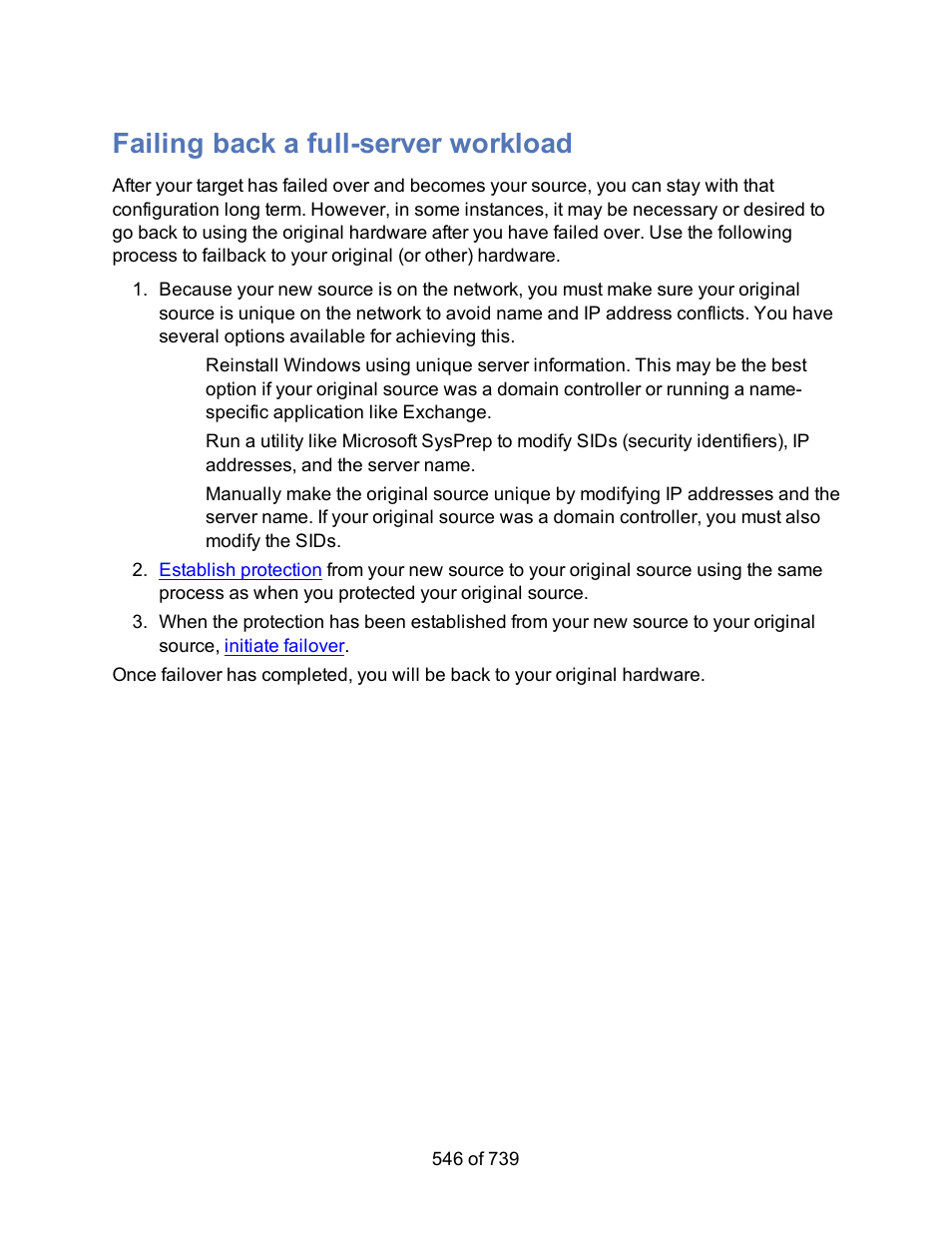Failing back a full-server workload | HP Storage Mirroring Software User Manual | Page 548 / 741