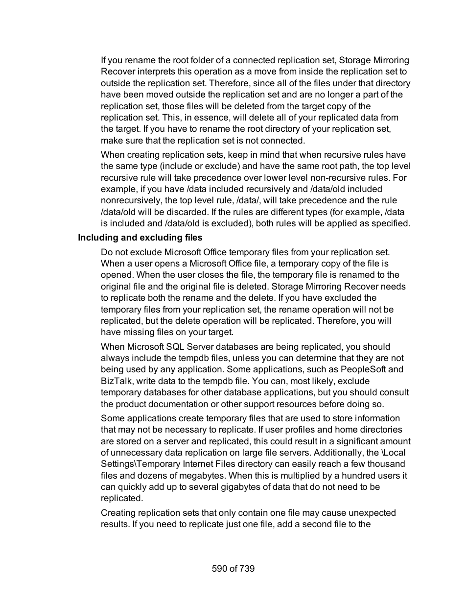 Including and excluding files | HP Storage Mirroring Software User Manual | Page 592 / 741