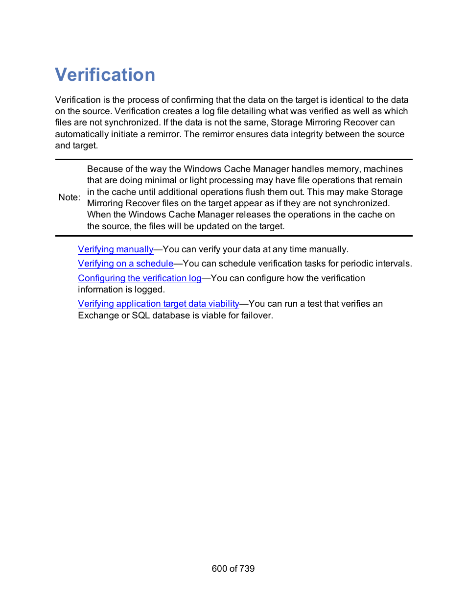 Verification | HP Storage Mirroring Software User Manual | Page 602 / 741