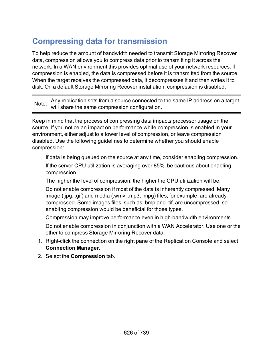 Compressing data for transmission | HP Storage Mirroring Software User Manual | Page 628 / 741