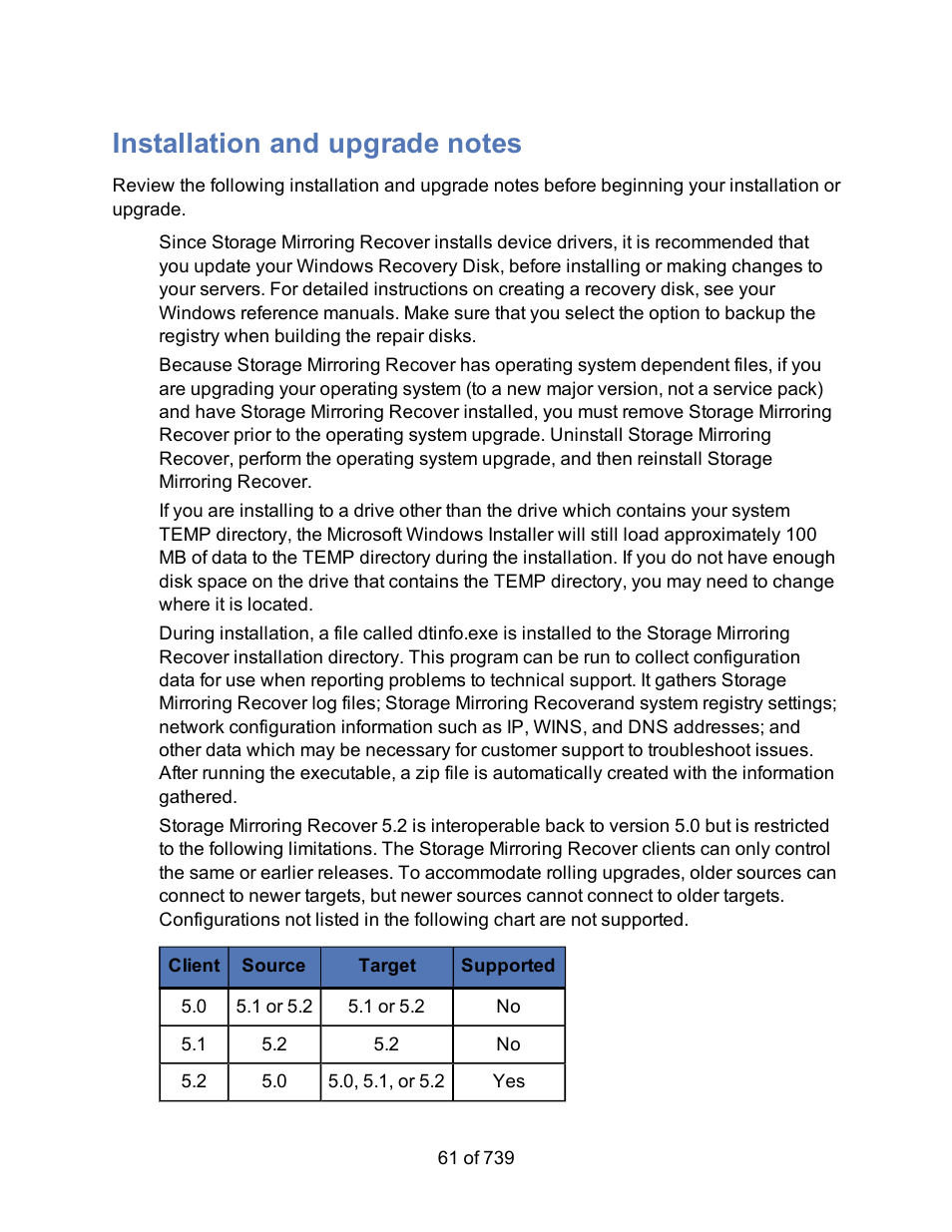 Installation and upgrade notes | HP Storage Mirroring Software User Manual | Page 63 / 741