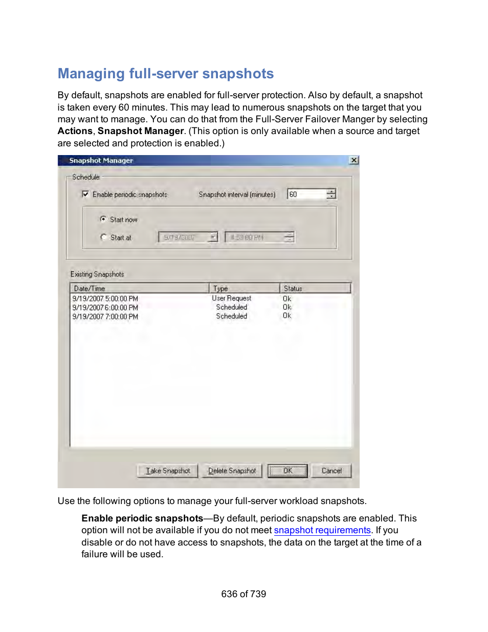 Managing full-server snapshots | HP Storage Mirroring Software User Manual | Page 638 / 741