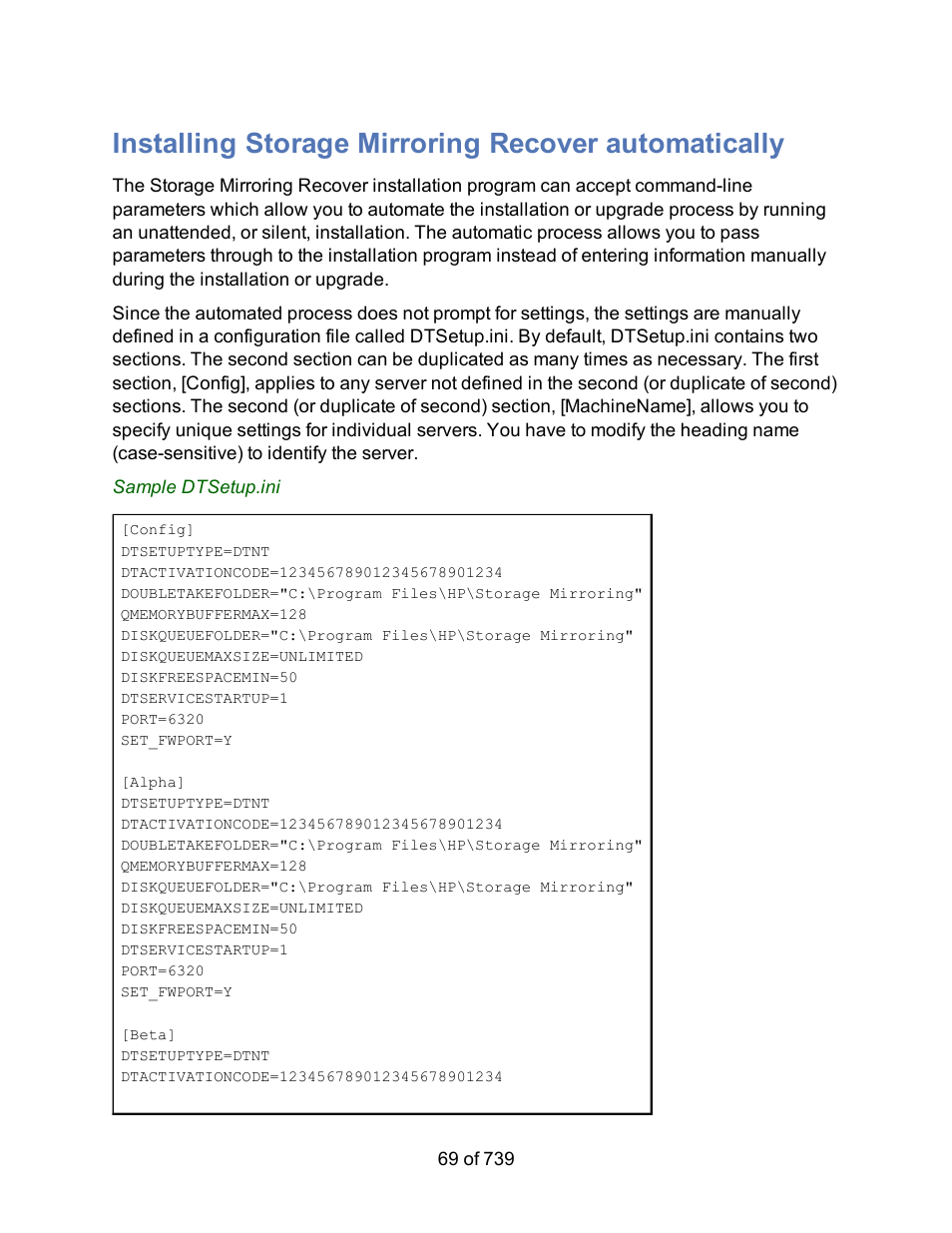 Installing storage mirroring recover automatically, Command-line automatic installation process, Command-line automatic installation | Process, Command-line, Automatic installation process, Command-line automatic, Installation process | HP Storage Mirroring Software User Manual | Page 71 / 741