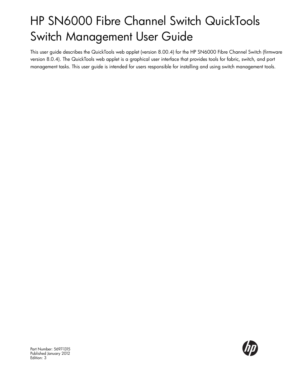 HP 8.20q Fibre Channel Switch User Manual | 114 pages