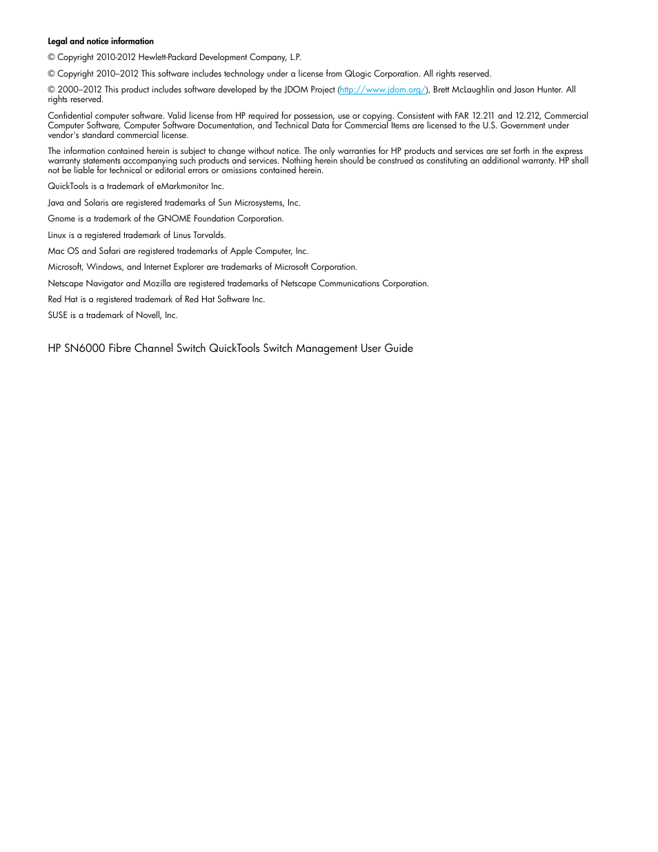 HP 8.20q Fibre Channel Switch User Manual | Page 2 / 114