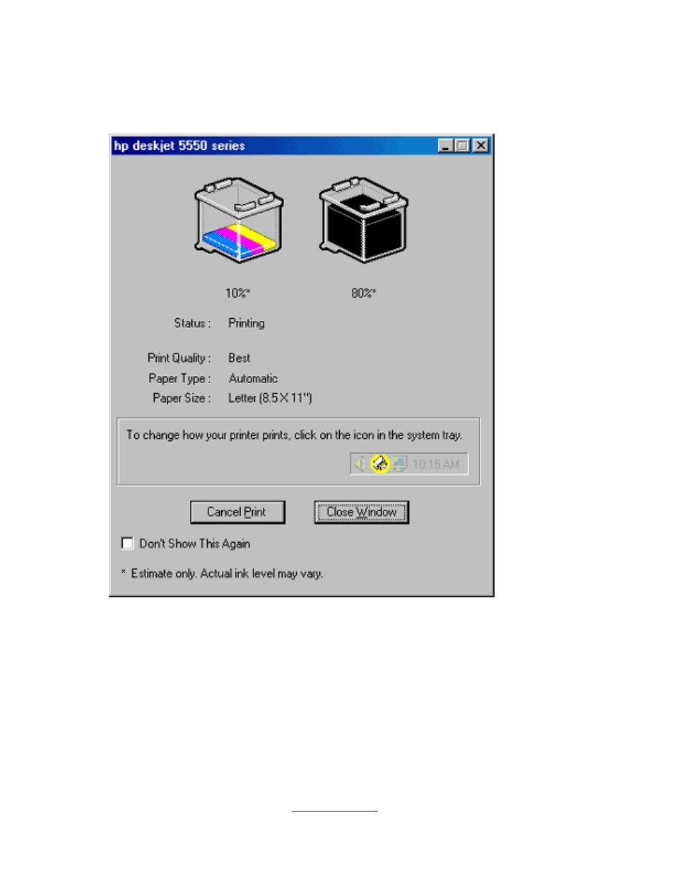 Print status box, Using the print status box | HP Deskjet 5550 Color Inkjet Printer User Manual | Page 39 / 125