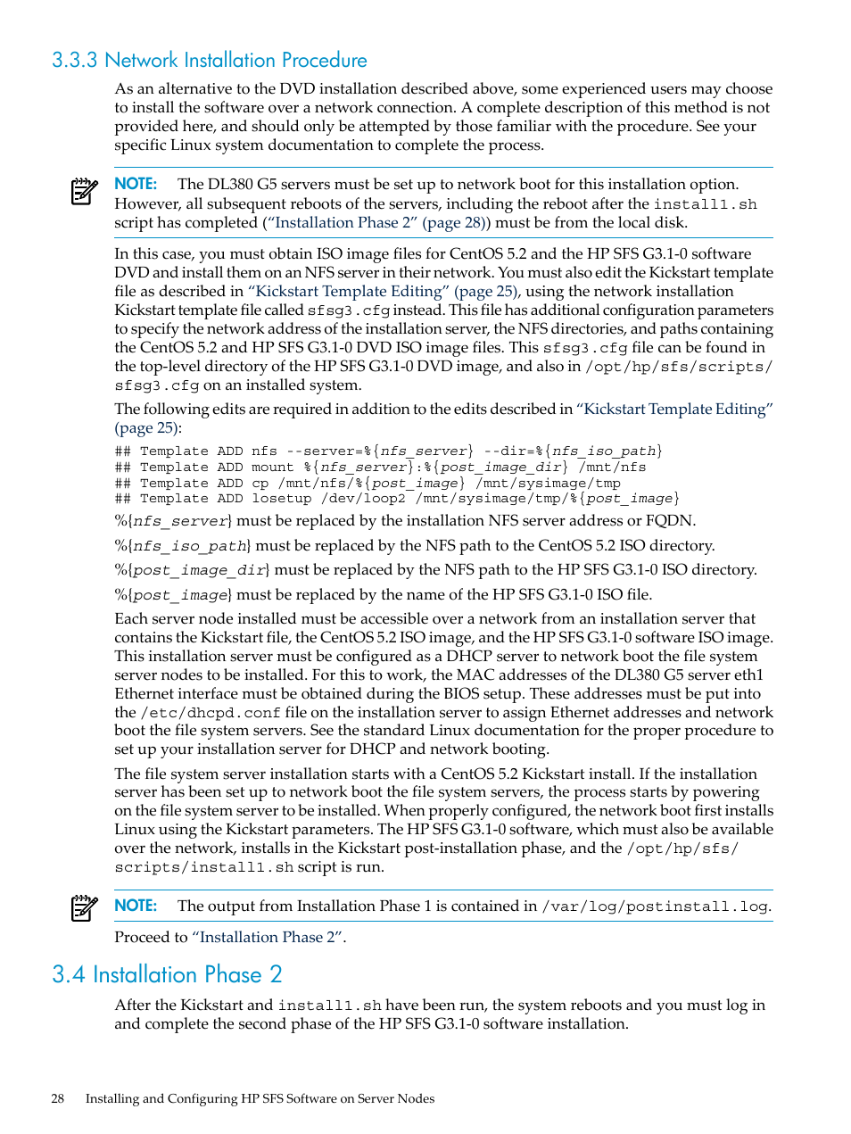 3 network installation procedure, 4 installation phase 2 | HP StorageWorks Scalable File Share User Manual | Page 28 / 70