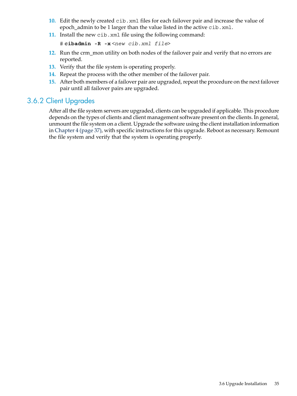 2 client upgrades | HP StorageWorks Scalable File Share User Manual | Page 35 / 70