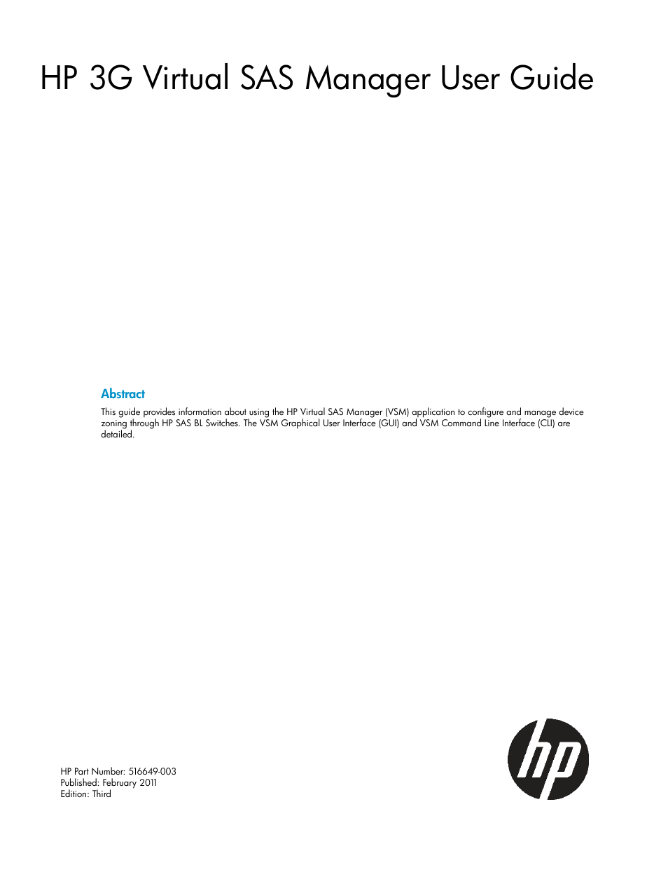 HP 3Gb SAS Switch for HP BladeSystem c-Class User Manual | 86 pages