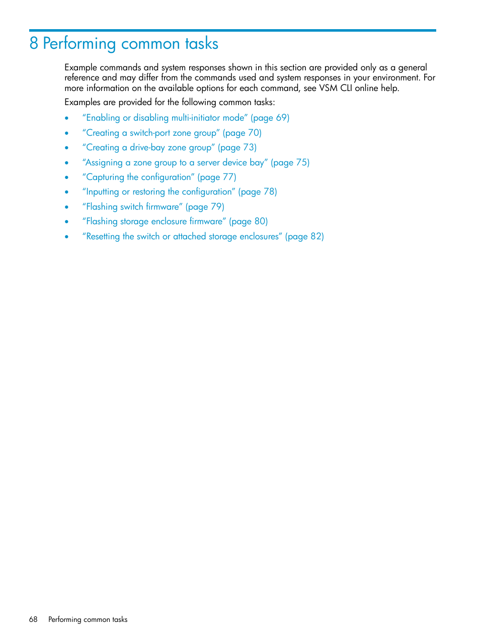 8 performing common tasks | HP 3Gb SAS Switch for HP BladeSystem c-Class User Manual | Page 68 / 86