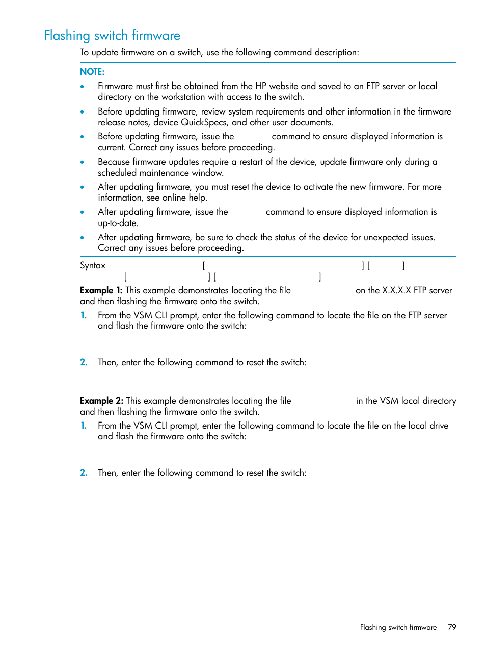 Flashing switch firmware | HP 3Gb SAS Switch for HP BladeSystem c-Class User Manual | Page 79 / 86