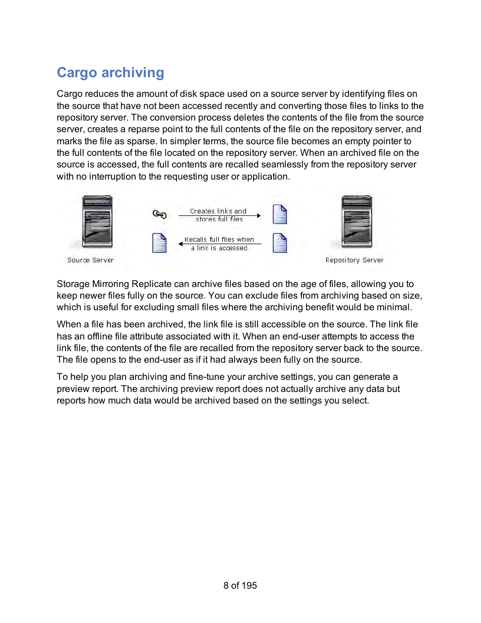 Cargo archiving | HP Storage Mirroring Software User Manual | Page 10 / 197