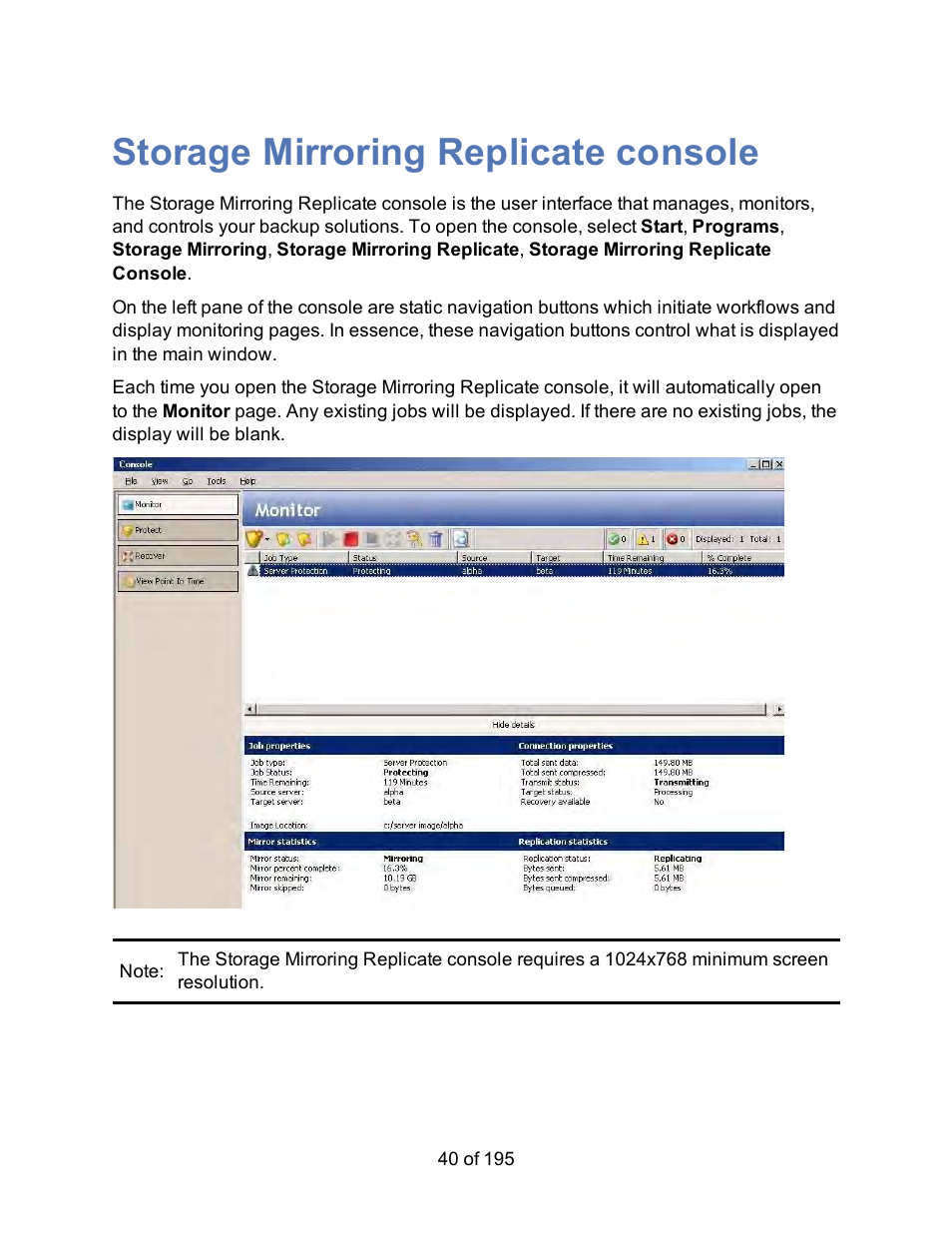 Storage mirroring replicate console | HP Storage Mirroring Software User Manual | Page 42 / 197