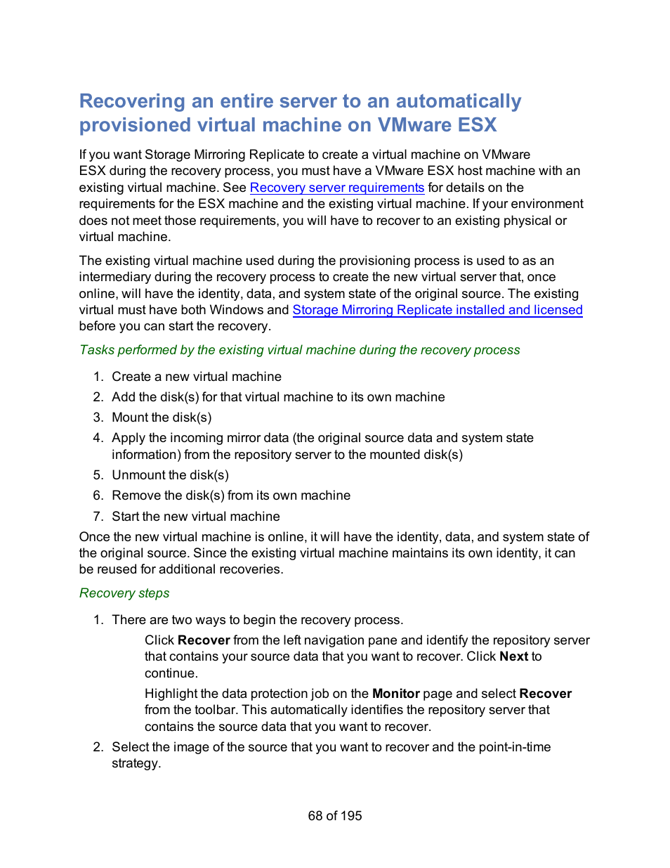 HP Storage Mirroring Software User Manual | Page 70 / 197