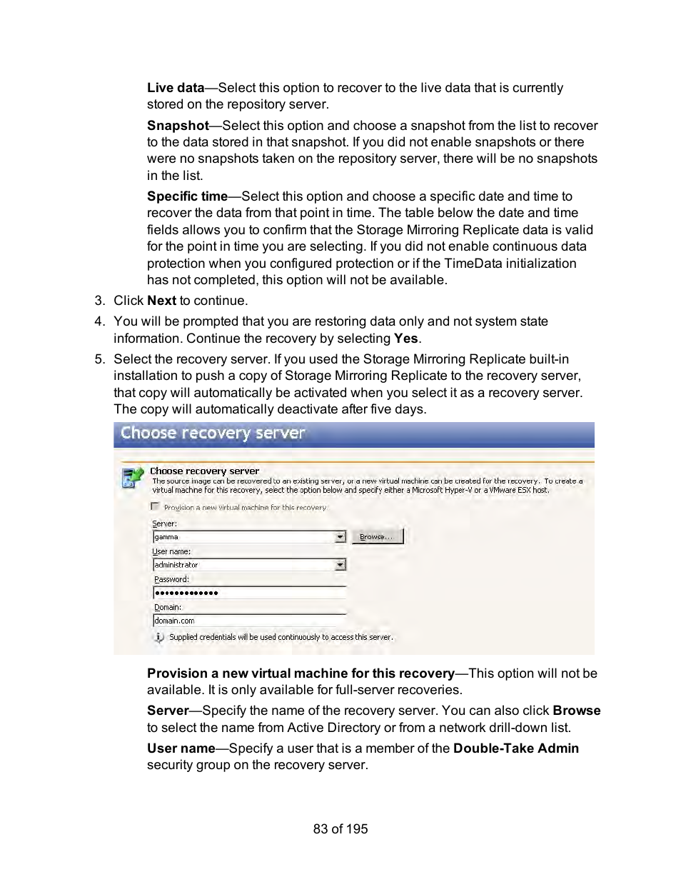 HP Storage Mirroring Software User Manual | Page 85 / 197