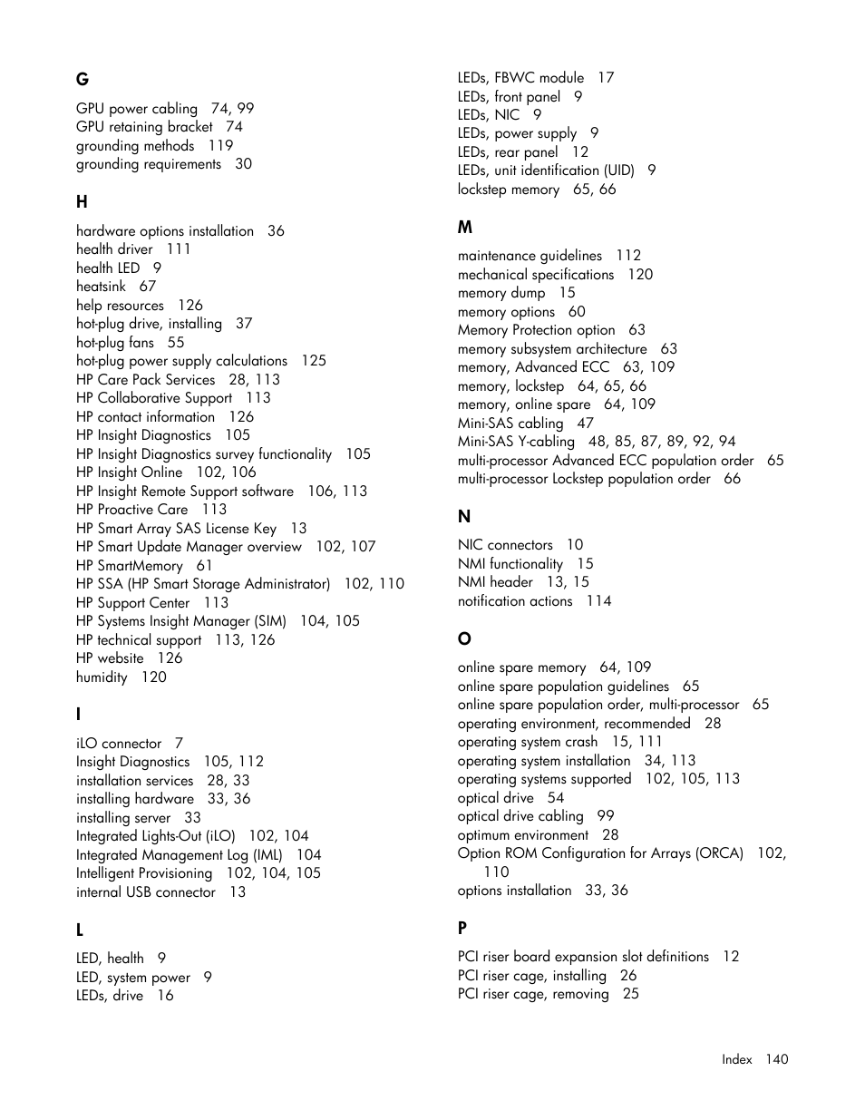 HP ProLiant DL380e Gen8 Server User Manual | Page 140 / 142