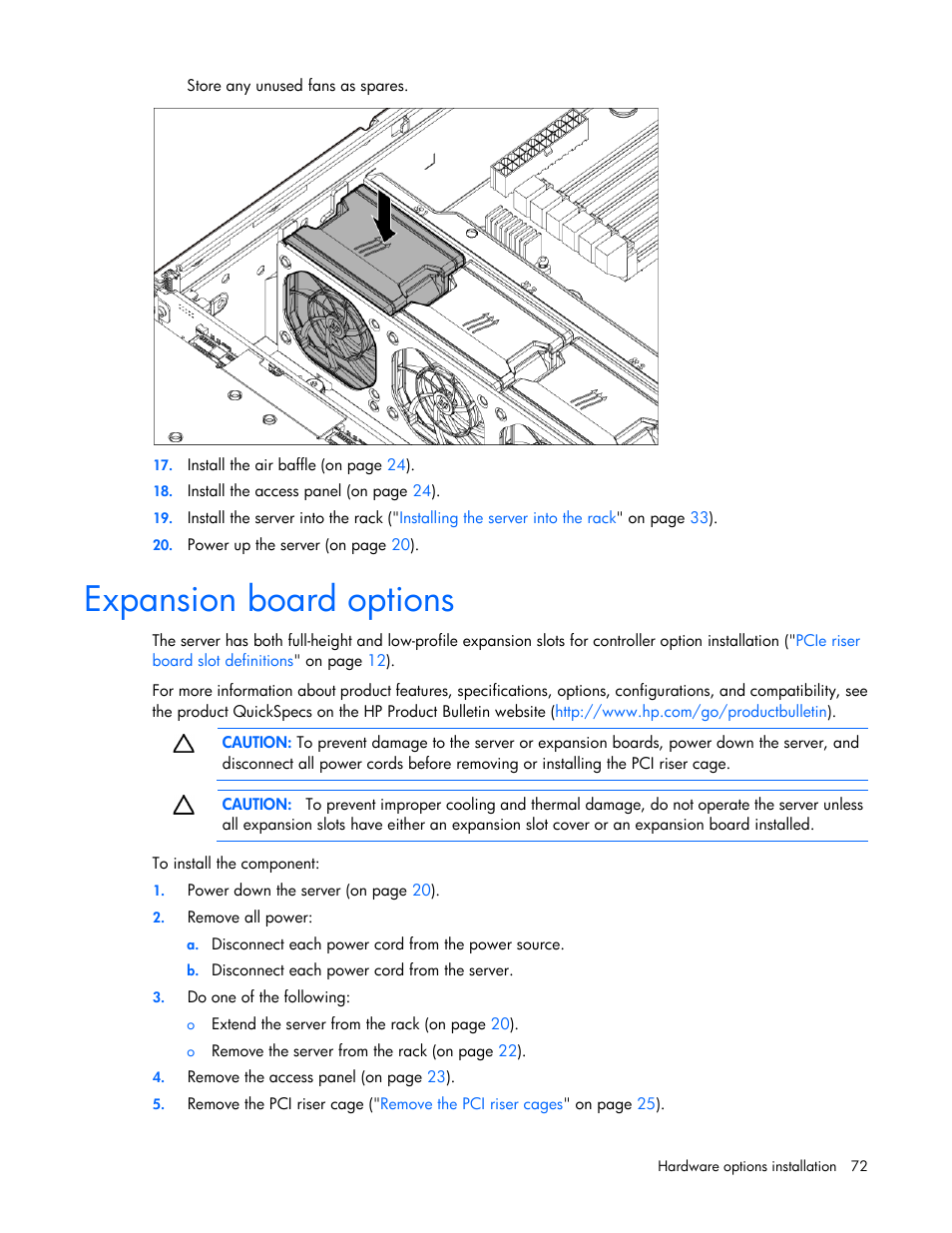 Expansion board options | HP ProLiant DL380e Gen8 Server User Manual | Page 72 / 142