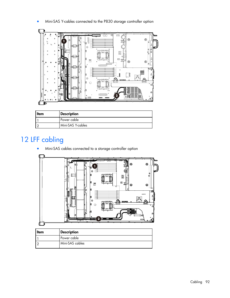 12 lff cabling | HP ProLiant DL380e Gen8 Server User Manual | Page 92 / 142