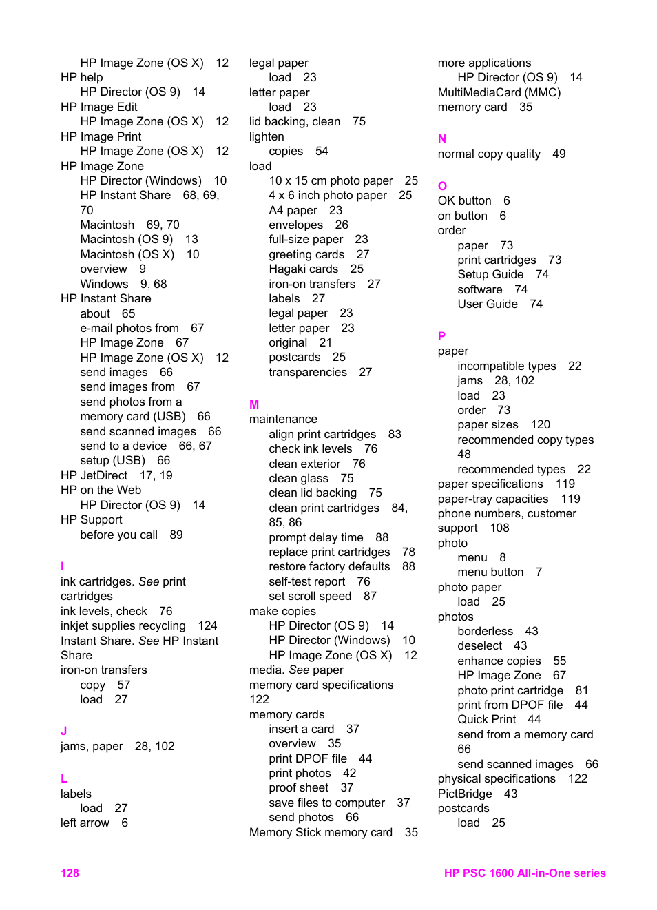 HP PSC 1610v All-in-One Printer User Manual | Page 131 / 134