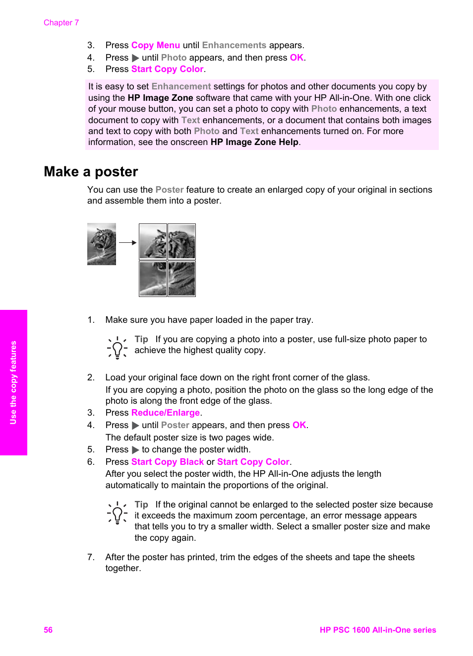 Make a poster | HP PSC 1610v All-in-One Printer User Manual | Page 59 / 134