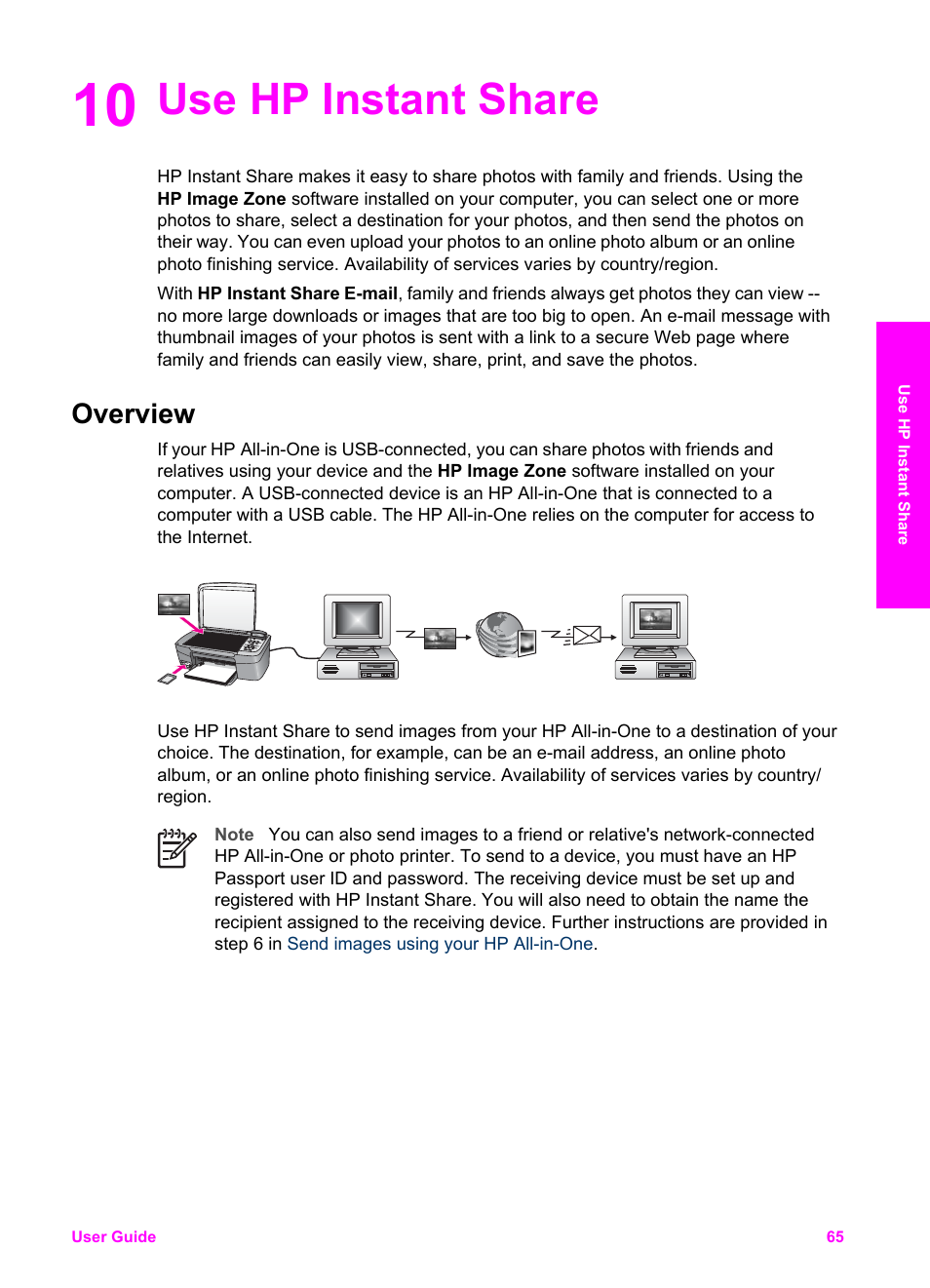 Use hp instant share, Overview, 10 use hp instant share | HP PSC 1610v All-in-One Printer User Manual | Page 68 / 134