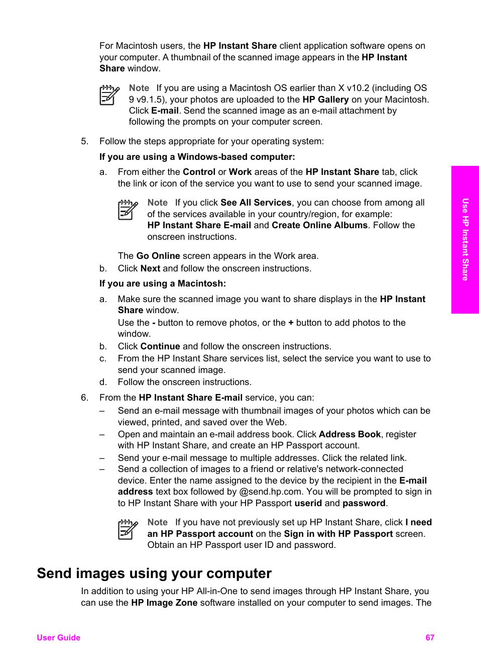 Send images using your computer, Photos, see | HP PSC 1610v All-in-One Printer User Manual | Page 70 / 134