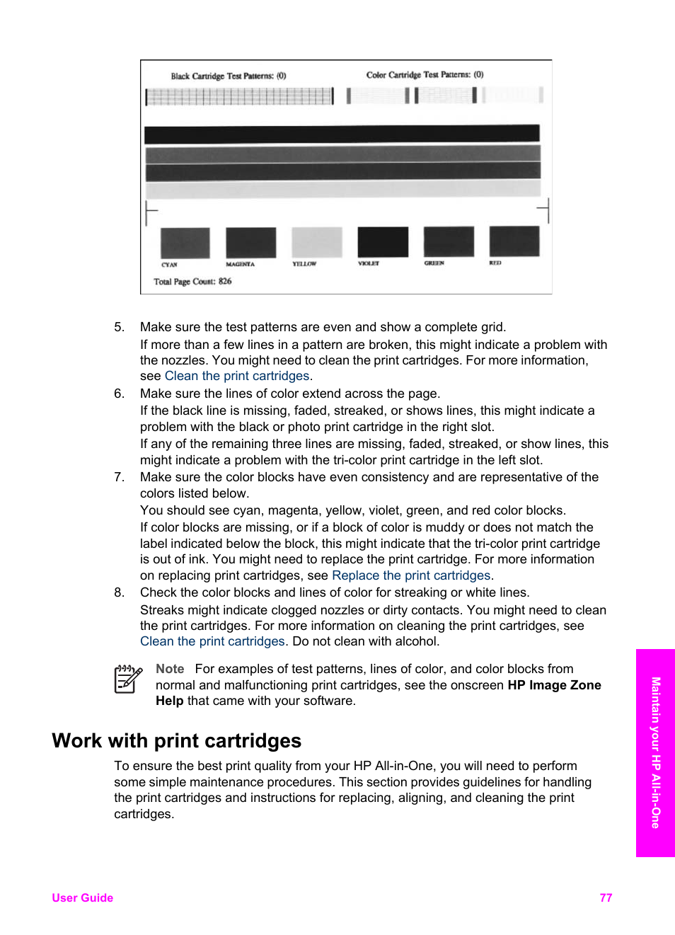 Work with print cartridges | HP PSC 1610v All-in-One Printer User Manual | Page 80 / 134
