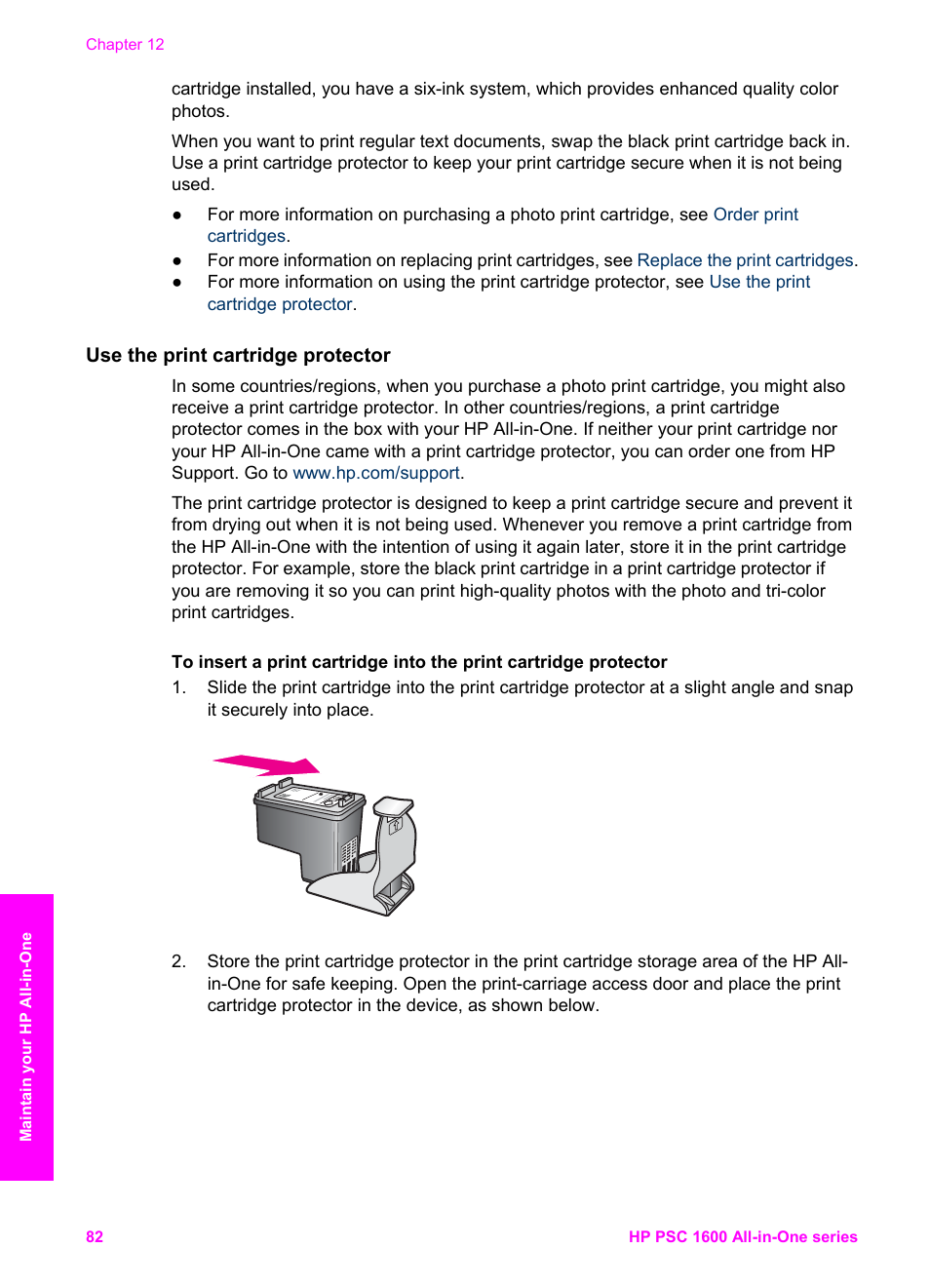 Use the print cartridge protector | HP PSC 1610v All-in-One Printer User Manual | Page 85 / 134