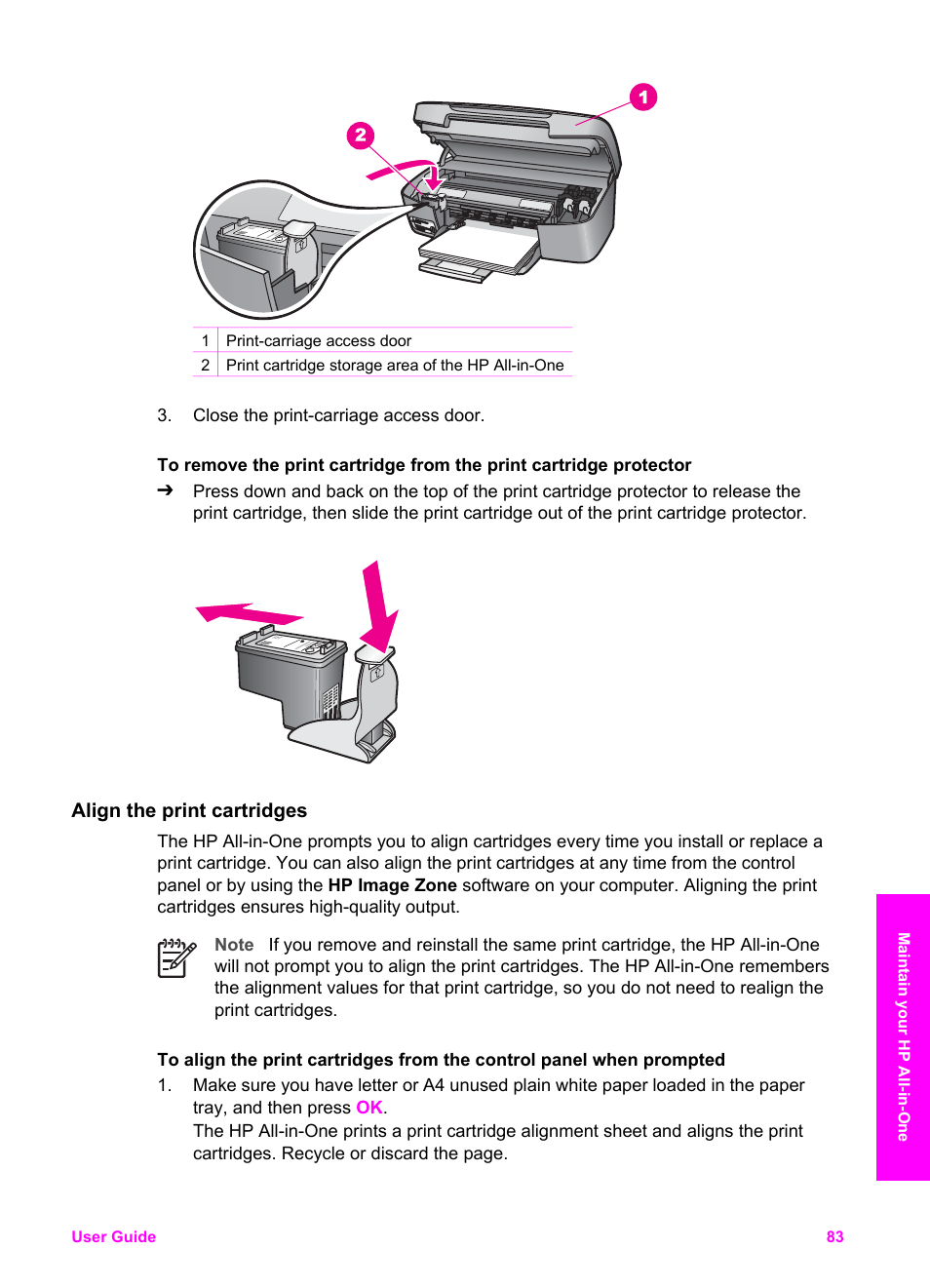 Align the print cartridges | HP PSC 1610v All-in-One Printer User Manual | Page 86 / 134