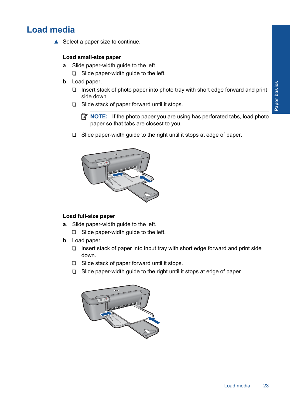 Load media | HP Deskjet Ink Advantage Printer - K109a User Manual | Page 25 / 58