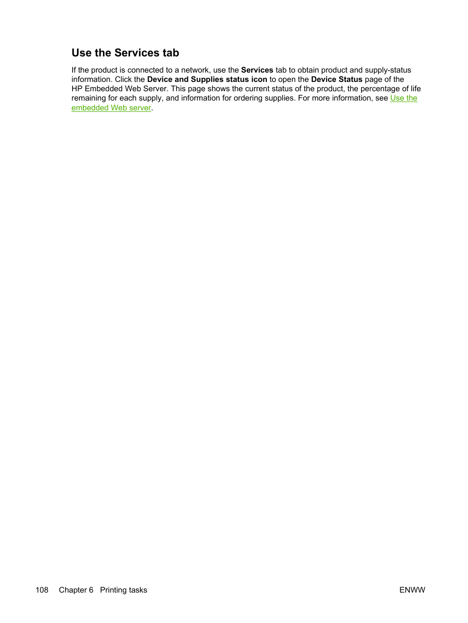 Use the services tab | HP LaserJet M5025 Multifunction Printer series User Manual | Page 120 / 300
