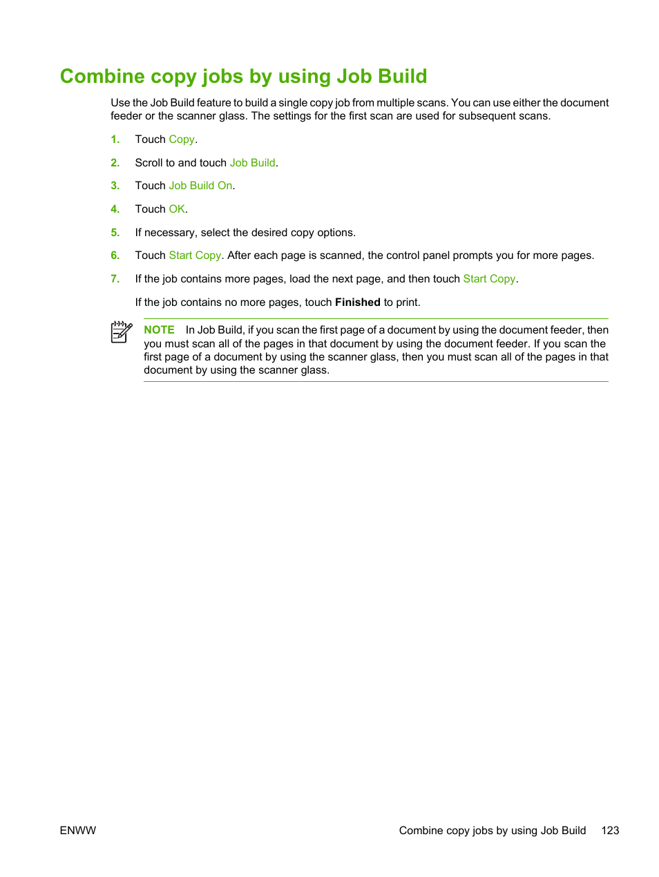 Combine copy jobs by using job build | HP LaserJet M5025 Multifunction Printer series User Manual | Page 135 / 300