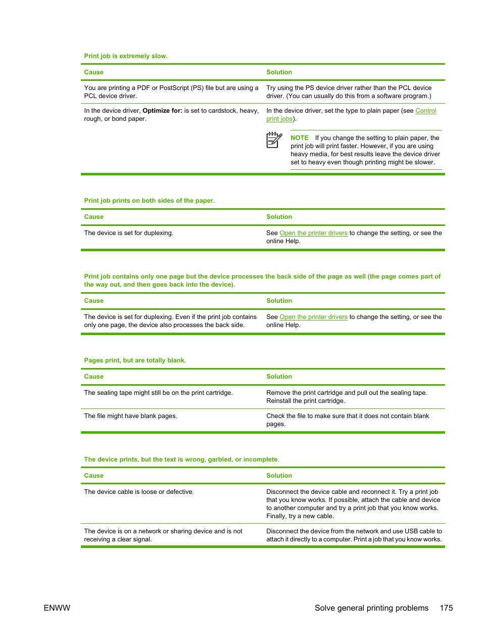 Enww solve general printing problems 175 | HP LaserJet M5025 Multifunction Printer series User Manual | Page 187 / 300