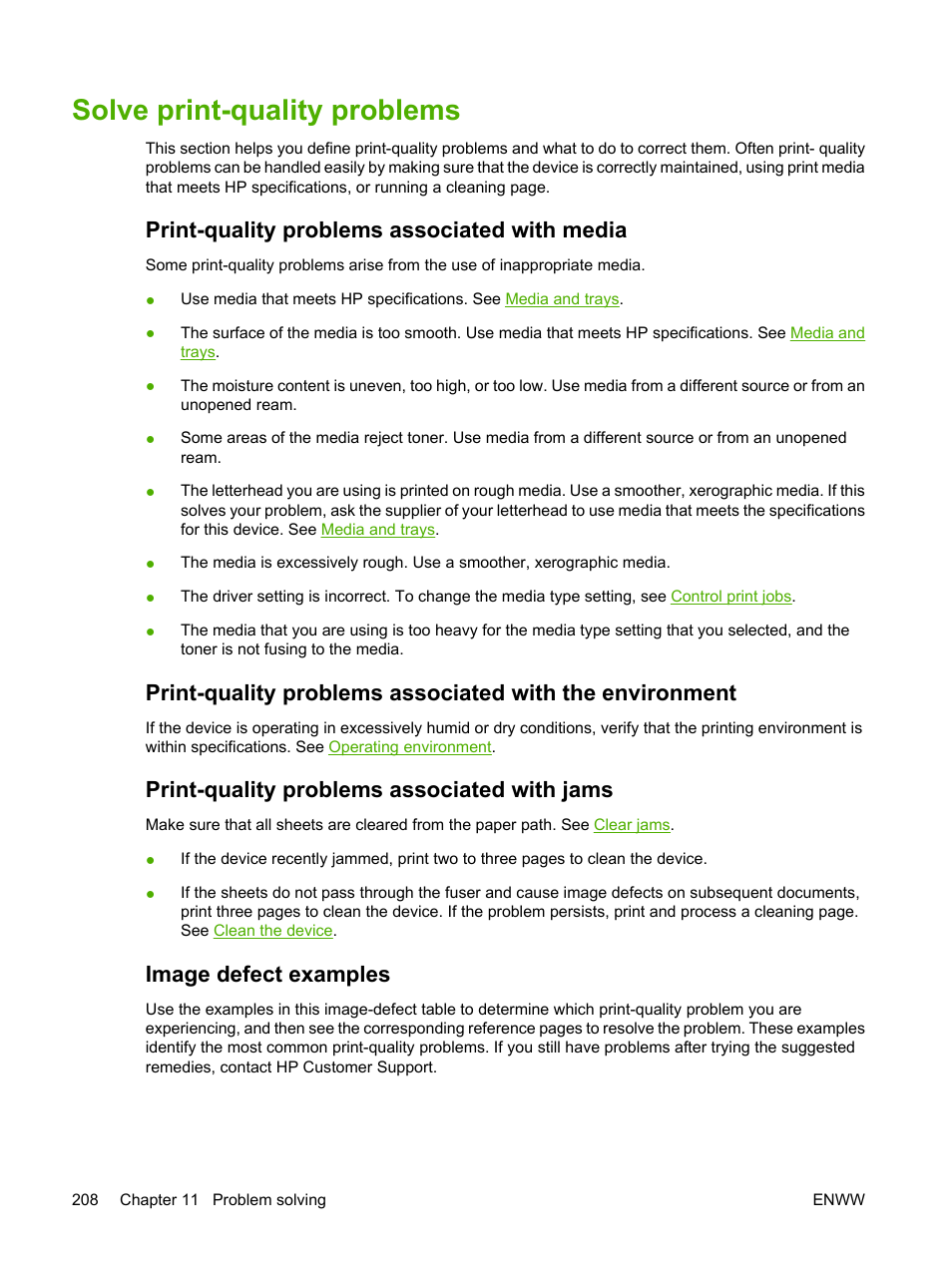 Solve print-quality problems, Print-quality problems associated with media, Print-quality problems associated with jams | Image defect examples | HP LaserJet M5025 Multifunction Printer series User Manual | Page 220 / 300