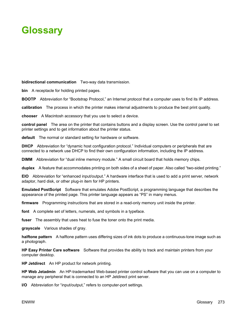 Glossary | HP LaserJet M5025 Multifunction Printer series User Manual | Page 285 / 300