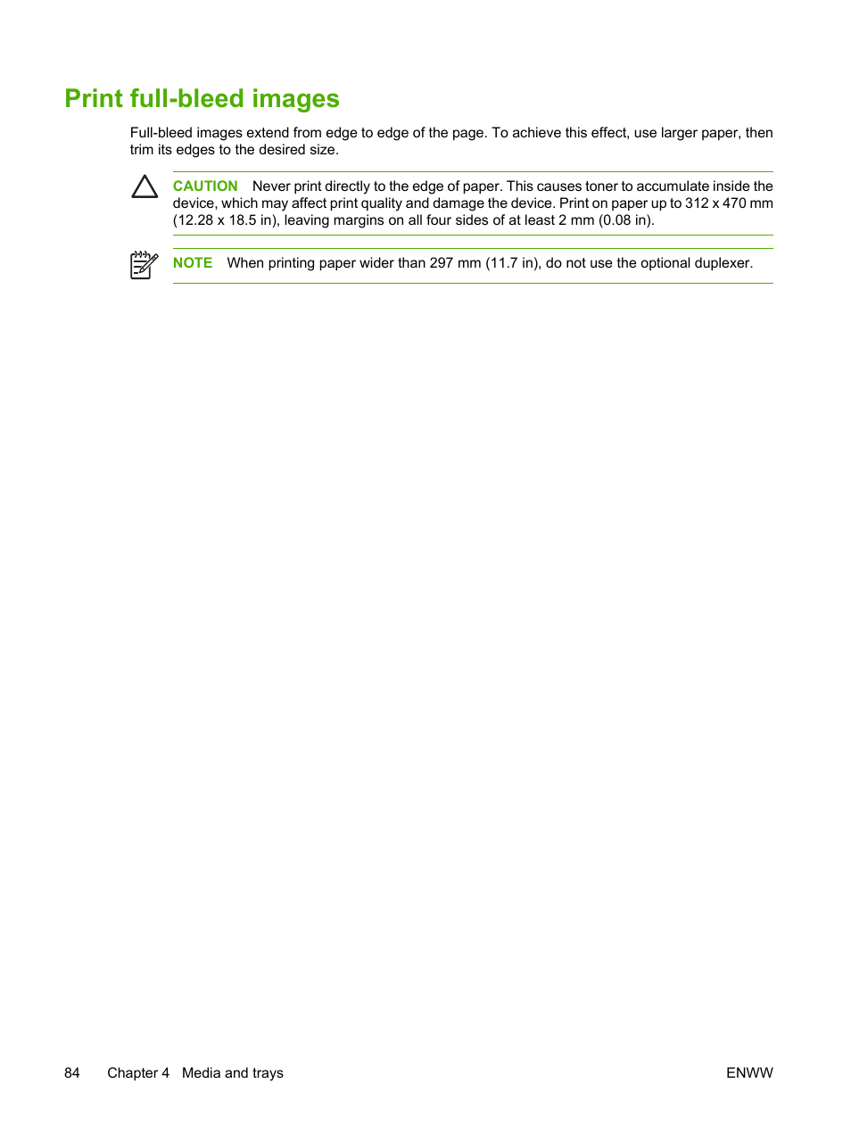 Print full-bleed images | HP LaserJet M5025 Multifunction Printer series User Manual | Page 96 / 300