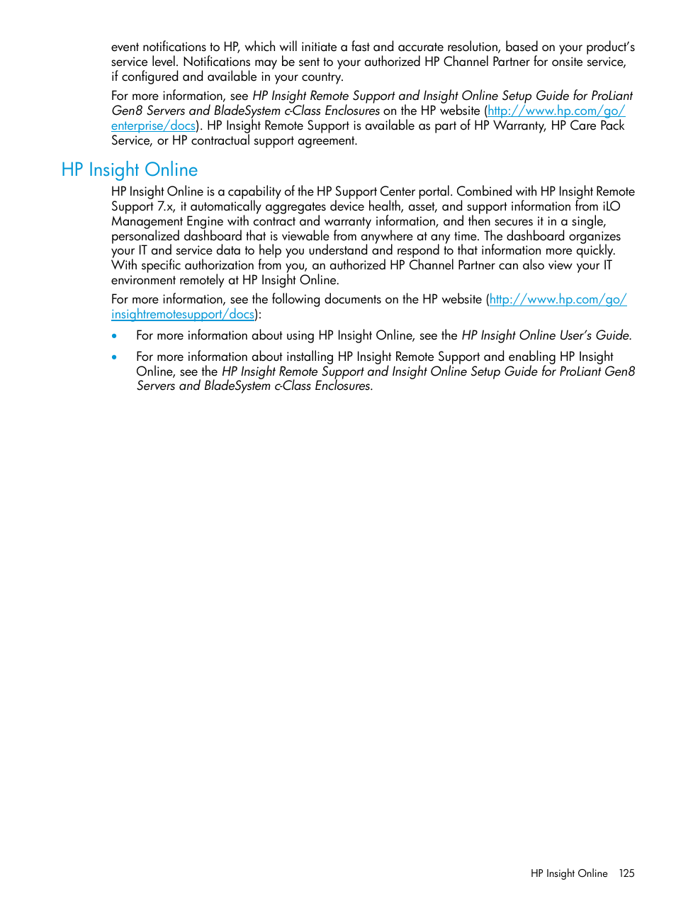 Hp insight online | HP Smart Update Manager User Manual | Page 125 / 130