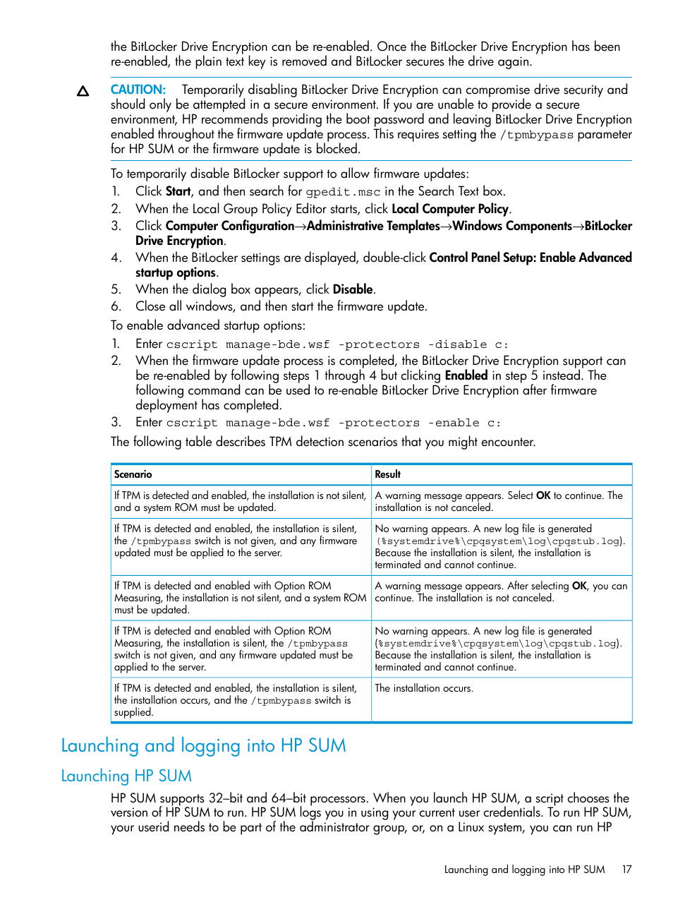 Launching and logging into hp sum, Launching hp sum | HP Smart Update Manager User Manual | Page 17 / 130