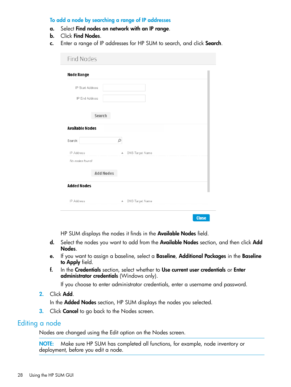 Editing a node | HP Smart Update Manager User Manual | Page 28 / 130